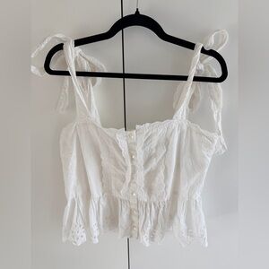 Farm Rio White Lace Sleeveless Blouse